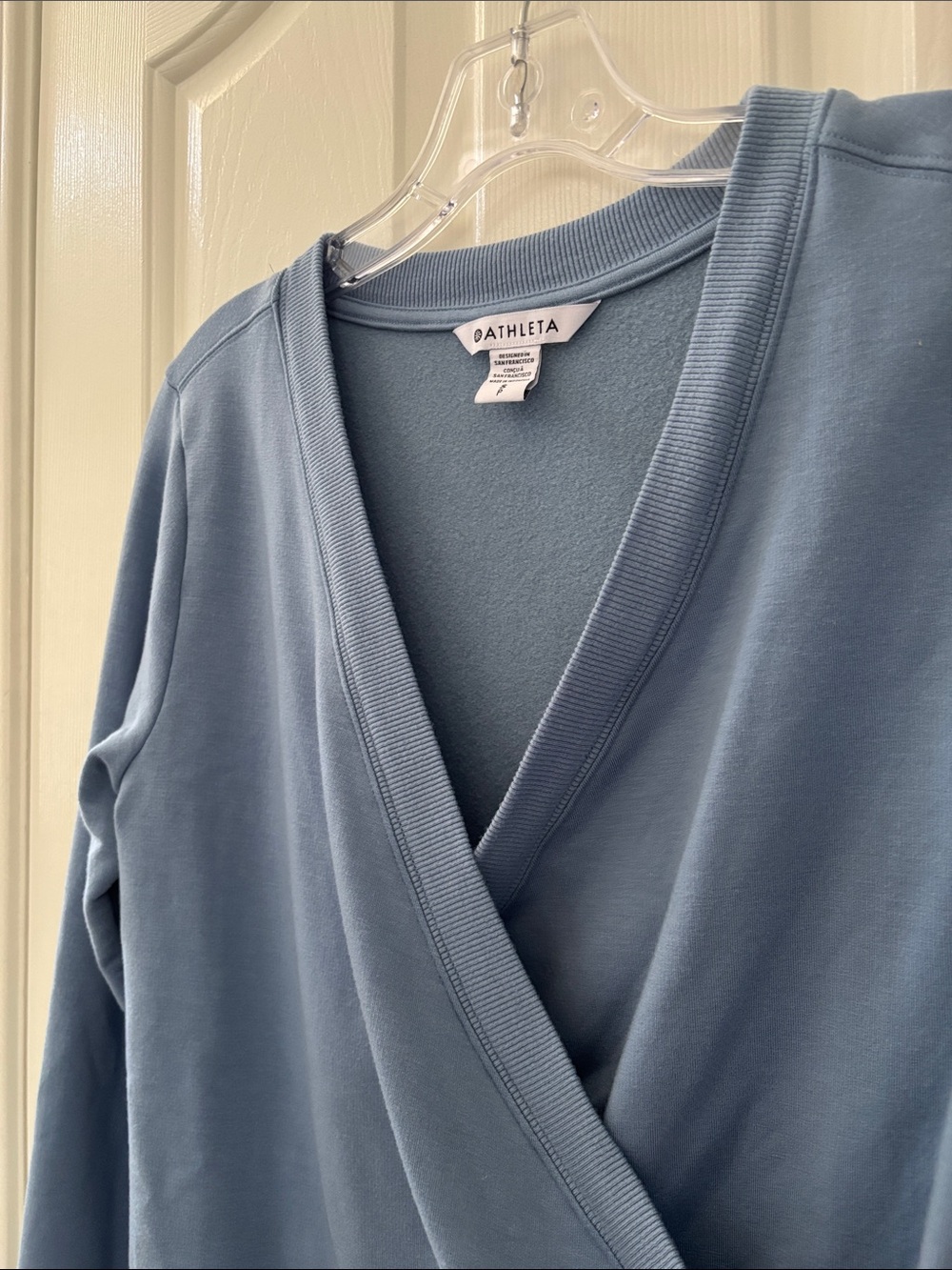 Athleta Blue Super Soft Recharge Wrap Front Top Size Small - Picture 5 of 10